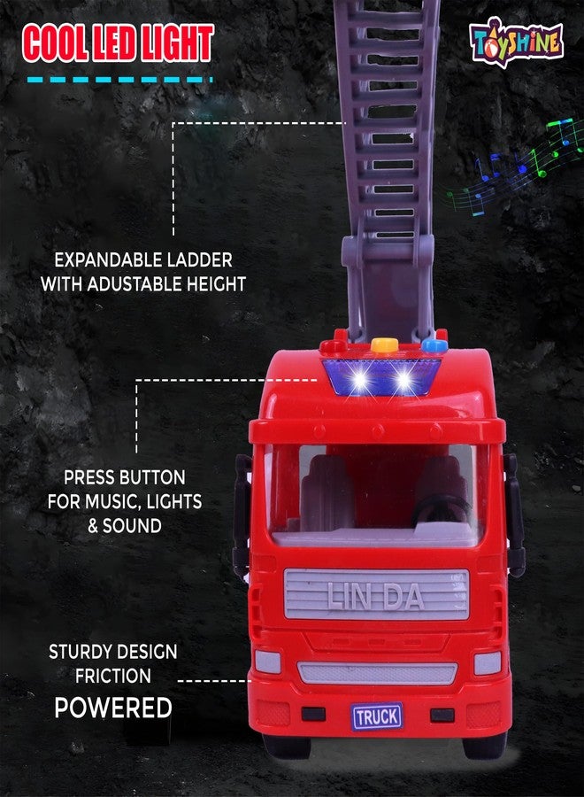 Toyshine 12 inches Oversized Friction Fire Station Rescue Truck Construction Vehicle Toy for Kids, Red- B - Image 3